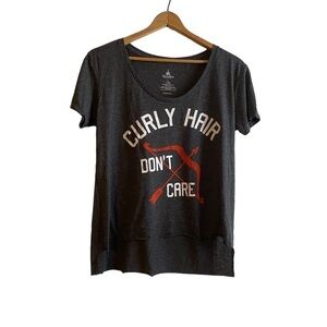Disney Parks Curly Hair Don’t Care Gray Short Sleeve T-Shirt Size Large
